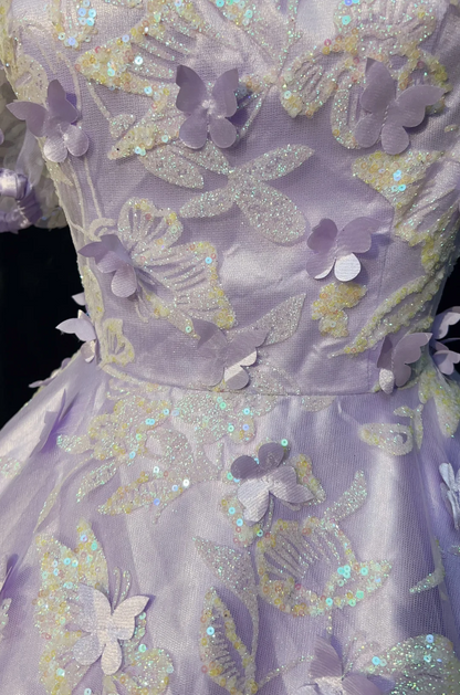 Sexy Ball Gown Square Neck Short Sleeves Lilac Tulle Short Mini Formal 7th Grade Homecoming Dresses Middle School Cocktail Night Dress Hoco Outfits DH1554