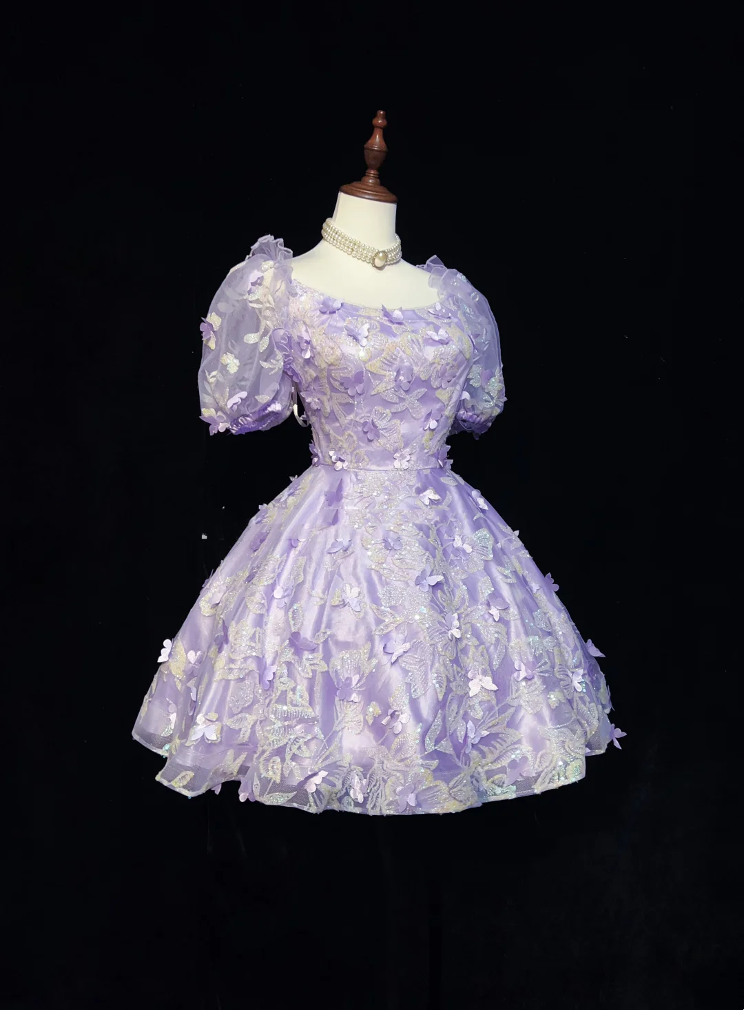 Sexy Ball Gown Square Neck Short Sleeves Lilac Tulle Short Mini Formal 7th Grade Homecoming Dresses Middle School Cocktail Night Dress Hoco Outfits DH1554
