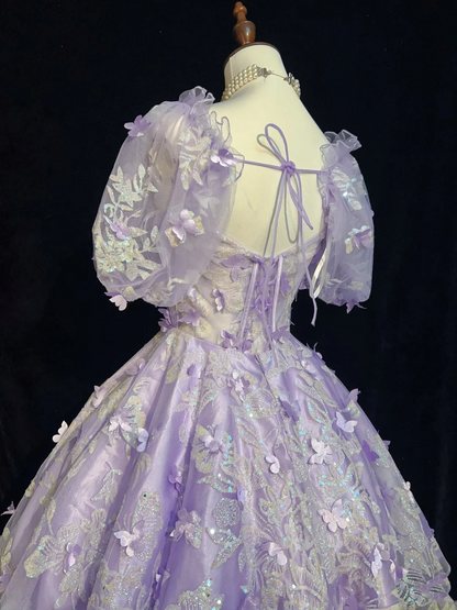 Sexy Ball Gown Square Neck Short Sleeves Lilac Tulle Short Mini Formal 7th Grade Homecoming Dresses Middle School Cocktail Night Dress Hoco Outfits DH1554