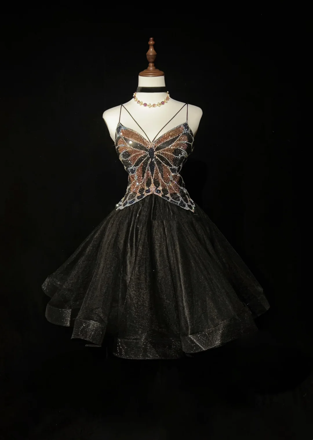 Cute Ball Gown Spaghetti Straps Black Tulle Backless Short Mini Formal 8th Grade Homecoming Dresses Middle School Cocktail Night Dress Hoco Outfits DH1455