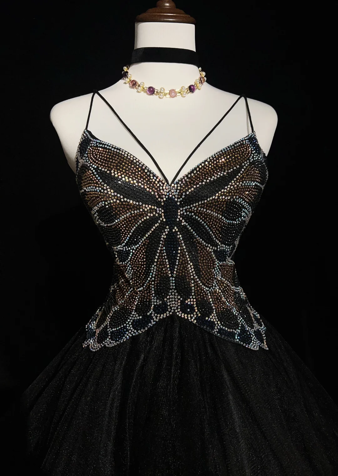 Cute Ball Gown Spaghetti Straps Black Tulle Backless Short Mini Formal 8th Grade Homecoming Dresses Middle School Cocktail Night Dress Hoco Outfits DH1455