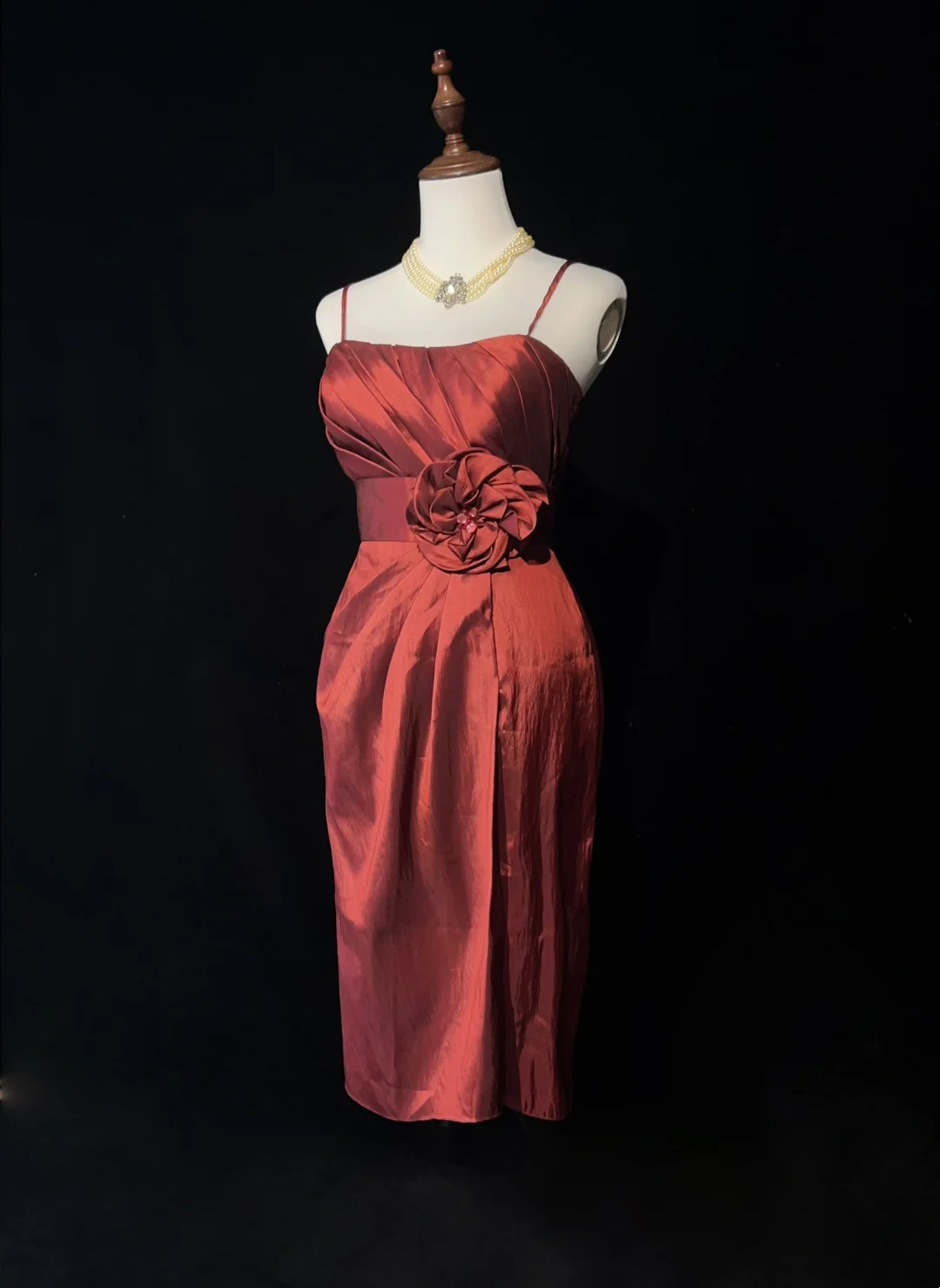 Trendy Sheath Spaghetti Straps Rust Red Knee Length Formal 8th Grade Homecoming Dresses Middle School Cocktail Dress Hoco Outfits DH1459
