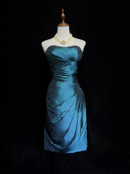 Trendy Sheath Strapless Navy Blue Knee Length Formal 8th Grade Homecoming Dresses Middle School Cocktail Dress Hoco Outfits DH1462