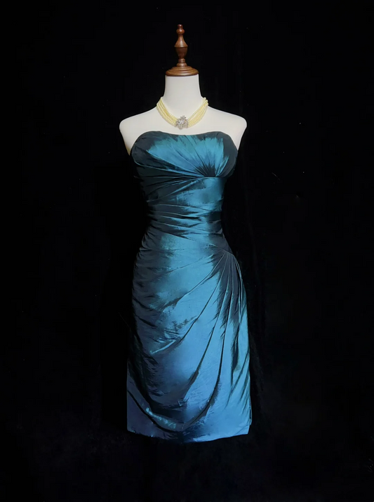 Trendy Sheath Strapless Navy Blue Knee Length Formal 8th Grade Homecoming Dresses Middle School Cocktail Dress Hoco Outfits DH1462