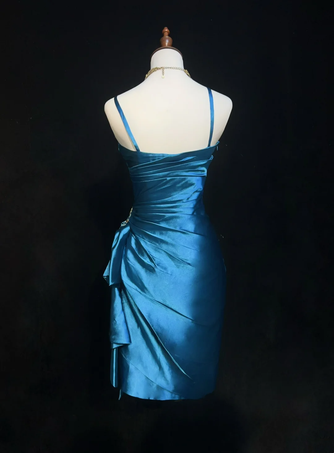 Trendy Sheath Spaghetti Straps Blue Knee Length Formal 8th Grade Homecoming Dresses Middle School Cocktail Dress Hoco Outfits DH1463