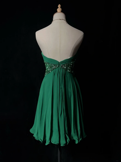 Vintage A line Sweetheart Green Chiffon Short Formal 8th Grade Homecoming Dresses Middle School Cocktail Dress Mini Hoco Outfits DH1468