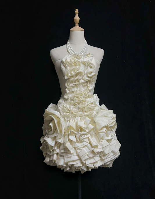 Vintage Ball Gown Strapless Ivory Taffeta Short Mini Formal 8th Grade Homecoming Dresses Middle School Cocktail Dress Hoco Outfits DH1472