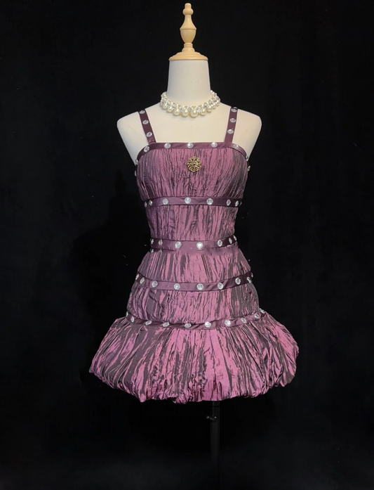 Vintage Sheath Spaghetti Straps Grape Taffeta Short Mini Formal 8th Grade Homecoming Dresses Middle School Cocktail Dress Hoco Outfits DH1474