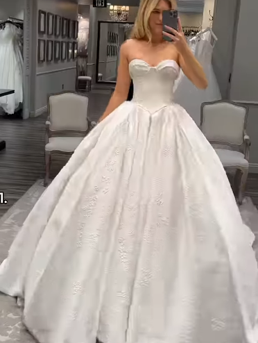 Retro Ball Gown Sweetheart Sleeveless White Satin Wedding Dress Modest Wedding Dresses Princess Wedding Gowns DH1476