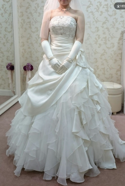 Vintage Wedding Gown Bridal Dress Ball Gown Strapless Satin Wedding Dress White Wedding Dresses Modest Wedding Gowns DH1502