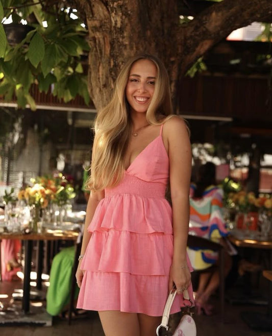 Cute A line Spaghetti Straps Light Pink Mini Short Formal 8th Grade Homecoming Dresses Summer Middle School Hoco Dress Homecoming Outfits DH151