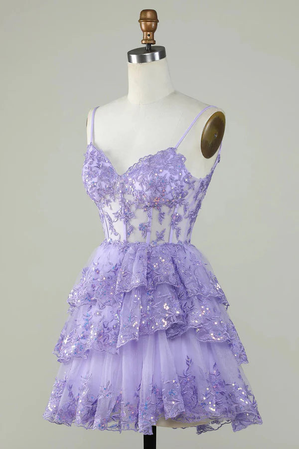 Unique A line Spaghetti Straps Blue Lace Short Mini Formal 7th Grade Homecoming Dresses Middle School Short Cocktail Night Dress Hoco Outfits DH1513