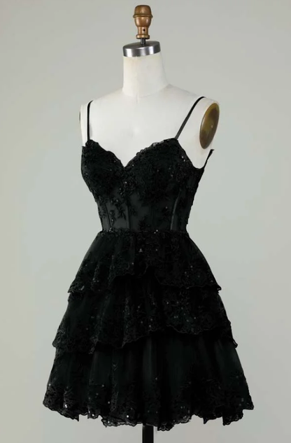 Unique A line Spaghetti Straps Blue Lace Short Mini Formal 7th Grade Homecoming Dresses Middle School Short Cocktail Night Dress Hoco Outfits DH1513