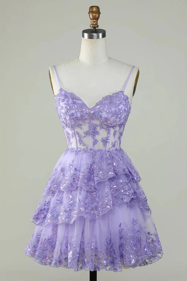 Unique A line Spaghetti Straps Blue Lace Short Mini Formal 7th Grade Homecoming Dresses Middle School Short Cocktail Night Dress Hoco Outfits DH1513