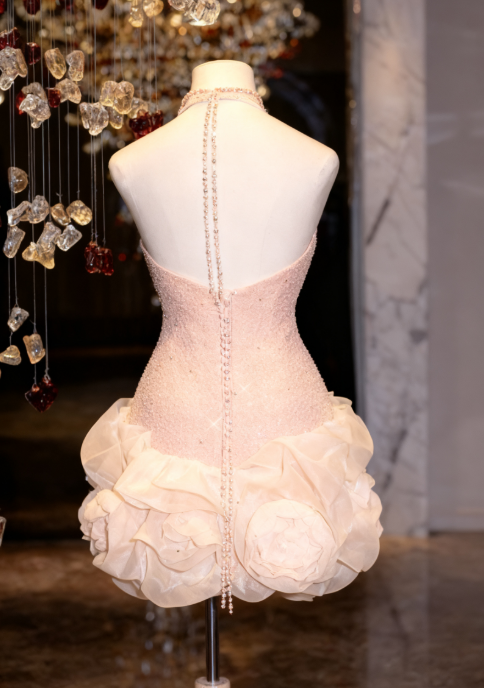 Cute Sheath Halter Sequin Blush Pink Short Mini Formal 8th Grade Homecoming Dresses Middle School Cocktail Night Dress Hoco Outfits DH1528