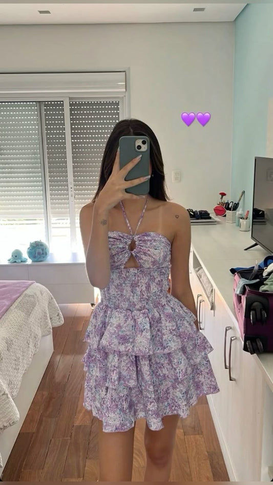 Cute A line Halter Lilac Mini Short Formal 8th Grade Homecoming Dresses Summer Middle School Hoco Dress Homecoming Outfits DH155