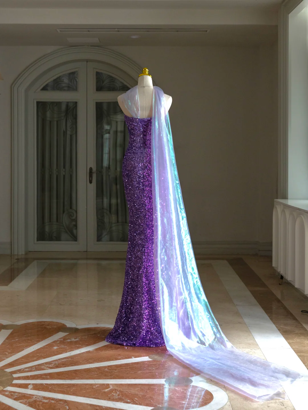 Sexy Mermaid Sweetheart Grape Sequin Long Prom Dresses Party Dress 20th Birthday Outfits Graduation Dresses DH1557
