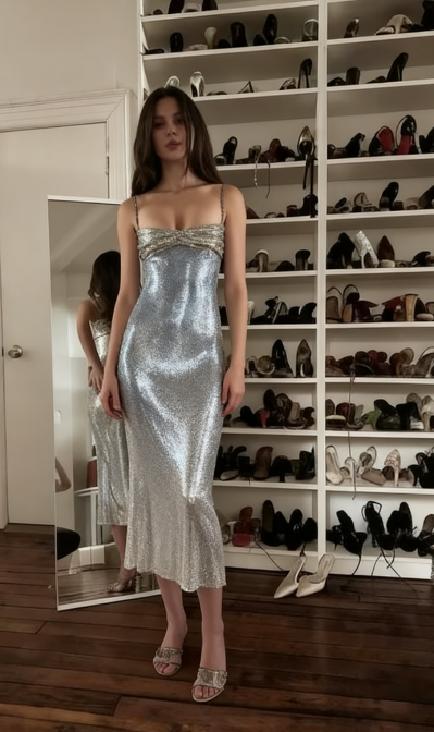 Elegant Sheath Spaghetti Straps Sequin Prom Dresses Party Dress Summer 22th Birthday Outfits 18th Birthday Dresses DH1583