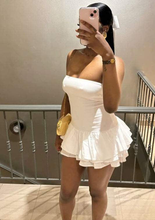 Cute Sheath Strapless White Short Mini Formal 8th Grade Homecoming Dresses Middle School Cocktail Dress Hoco Outfits DH1597