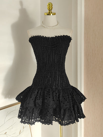 Cute Sheath Strapless Blue Lace Party Dress Graduation Dress Short Prom Dress Middle School Cocktail Dress Hoco Outfits DH1601