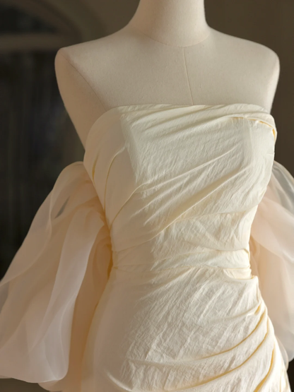 Princess Bridal Dress Sheath Strapless Wedding Dress With Short Sleeves Wedding Dresses Modest Wedding Gowns DH1613