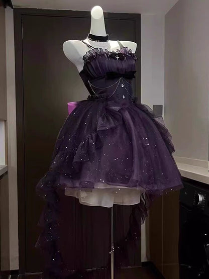 Sweet Ball Gown Spaghetti Straps Grape Short Mini Formal 8th Grade Homecoming Dresses Middle School Cocktail Dress Hoco Outfits Lolita Dress DH1618