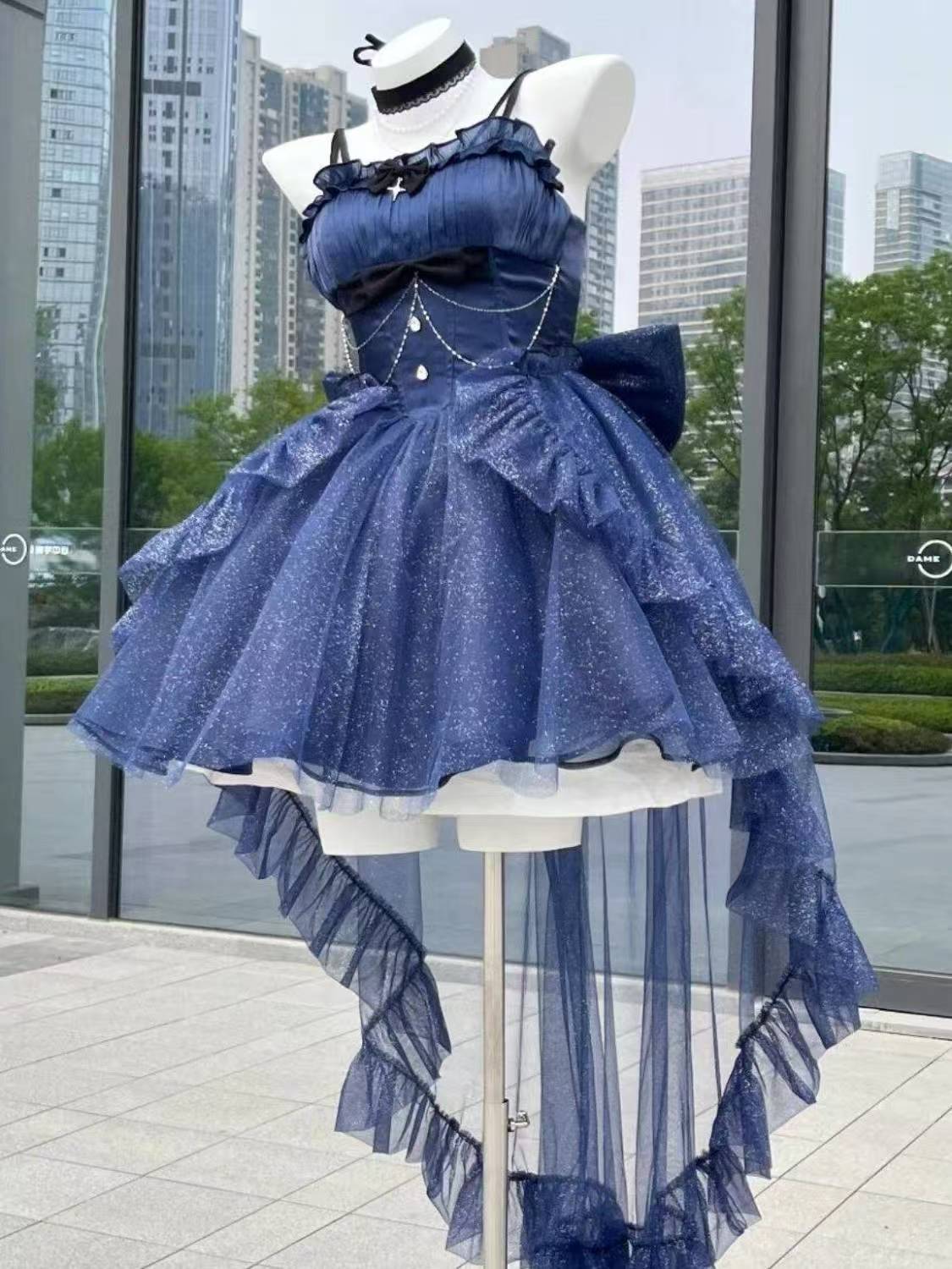 Sweet Ball Gown Spaghetti Straps Navy Blue Gotica Formal 8th Grade Homecoming Dresses Middle School Cocktail Dress Hoco Outfits Lolita Dress DH1621
