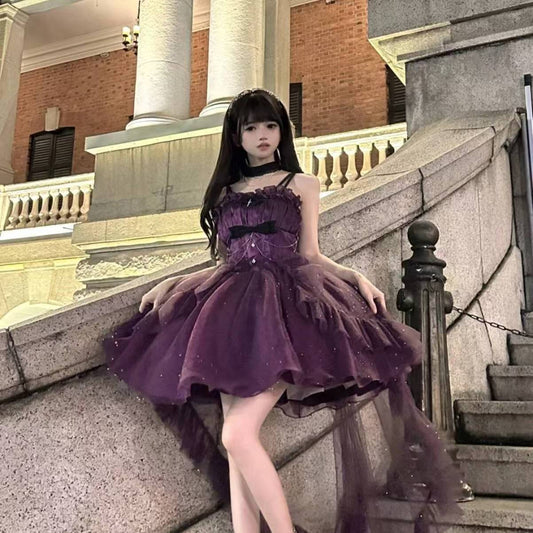 Goth Ball Gown Spaghetti Straps Grape Gotica Formal 8th Grade Homecoming Dresses Middle School Cocktail Dress Hoco Outfits Lolita Dress DH1622