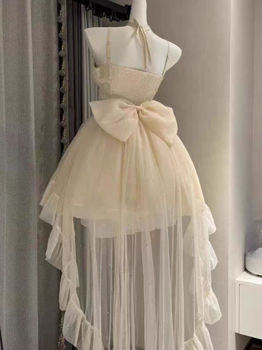 Gothic Ball Gown Spaghetti Straps Ivory Formal 8th Grade Homecoming Dresses Middle School Hoco Dress Lolita Outfits DH1630