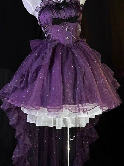 Gothic Ball Gown Spaghetti Straps Grape Short Mini Formal 8th Grade Homecoming Dresses Middle School Cocktail Dress Hoco Outfits Lolita Dress DH1641