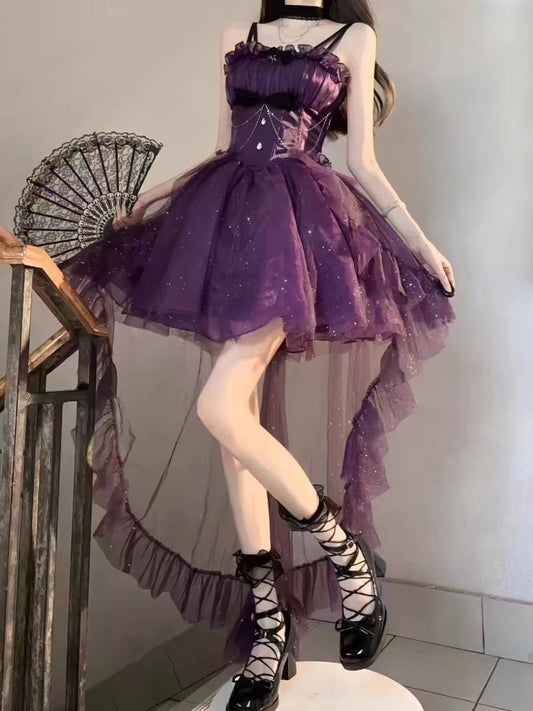 Gothic Ball Gown Spaghetti Straps Grape Short Mini Formal 8th Grade Homecoming Dresses Middle School Cocktail Dress Hoco Outfits Lolita Dress DH1635
