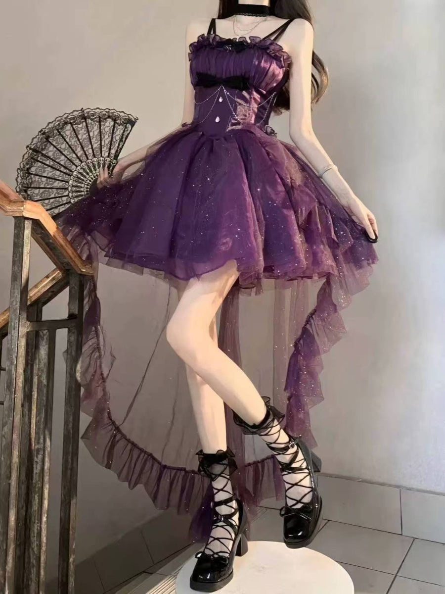 Gothic Ball Gown Spaghetti Straps Grape Short Mini Formal 8th Grade Homecoming Dresses Middle School Cocktail Dress Hoco Outfits Lolita Dress DH1641