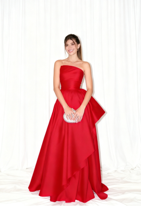 Classy A line Strapless Red Long Formal Prom Gown Summer Wedding Guest Dress Bridal Guest Dresses Wedding Outfits For Guest DH164