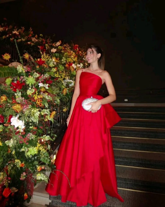 Robe de bal longue rouge élégante, coupe trapèze, sans bretelles, tenue de soirée, pour invitée de mariage, tenue de soirée, DH164
