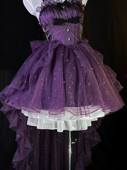 Gothic Ball Gown Spaghetti Straps Grape Short Mini Formal 8th Grade Homecoming Dresses Middle School Cocktail Dress Hoco Outfits Lolita Dress DH1641
