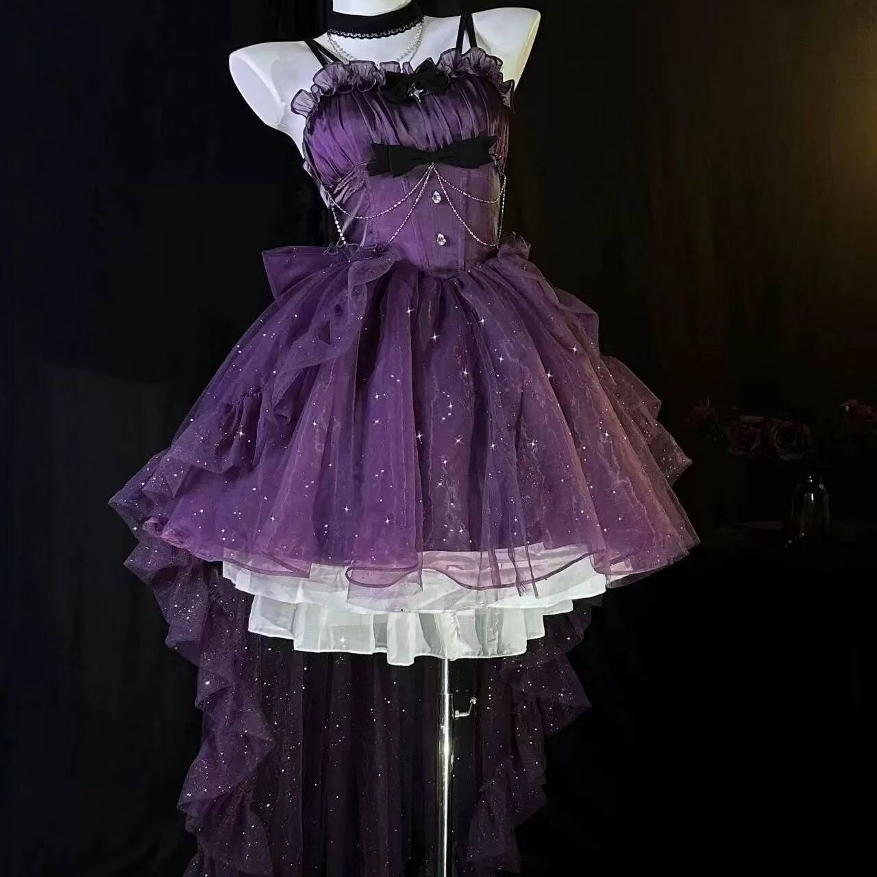 Gothic Ball Gown Spaghetti Straps Purple Short Mini Formal 8th Grade Homecoming Dresses Middle School Cocktail Dress Hoco Outfits Lolita Dress DH1656