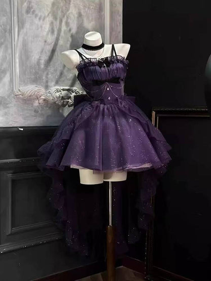 Gothic Ball Gown Spaghetti Straps Purple Short Mini Formal 8th Grade Homecoming Dresses Middle School Cocktail Dress Hoco Outfits Lolita Dress DH1656
