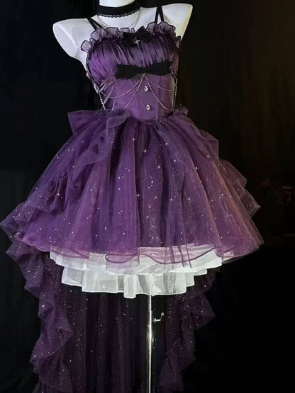 Gothic Ball Gown Spaghetti Straps Purple Short Mini Formal 8th Grade Homecoming Dresses Middle School Cocktail Dress Hoco Outfits Lolita Dress DH1656
