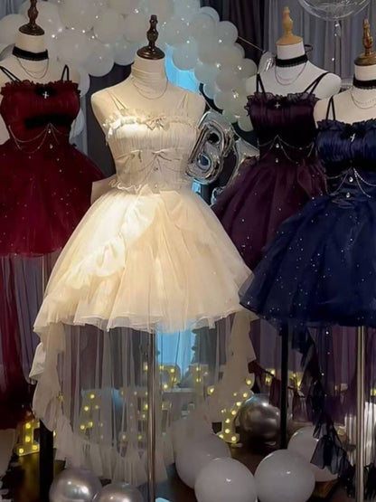 Cute French Style Ladies Fairy High Low Spaghetti Straps Tulle Gotica Formal 8th Grade Homecoming Dresses Lolita Dress Hoco Outfits Lolita Outfits DH1659