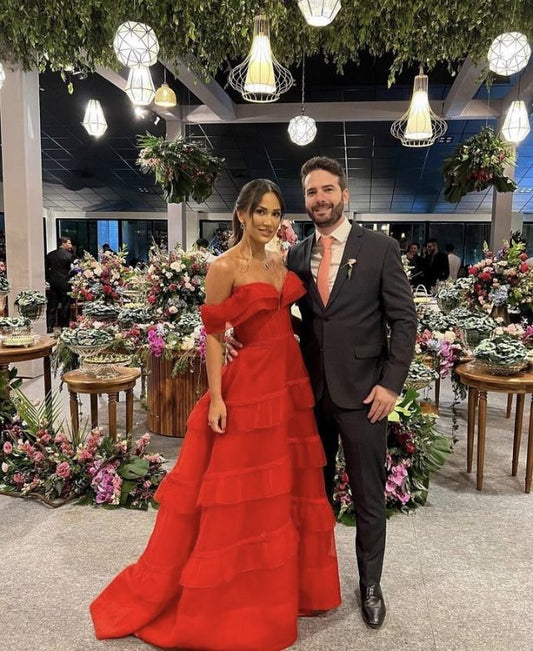 Elegant A line Off The Shoulder Rust Red Long Prom Dresses Party Dress 21st Birthday Outfits Graduation Dresses DH168