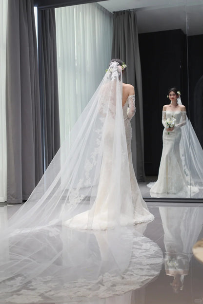 Romantic Wedding Gown Bridal Dress Mermaid Off The Shoulder Wedding Dress White Lace Wedding Dresses Modest Wedding Gowns DH1770