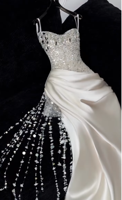 Luxury Mermaid Sweetheart White Satin Wedding Dress Modest Wedding Dresses Princess Wedding Gowns DH1773