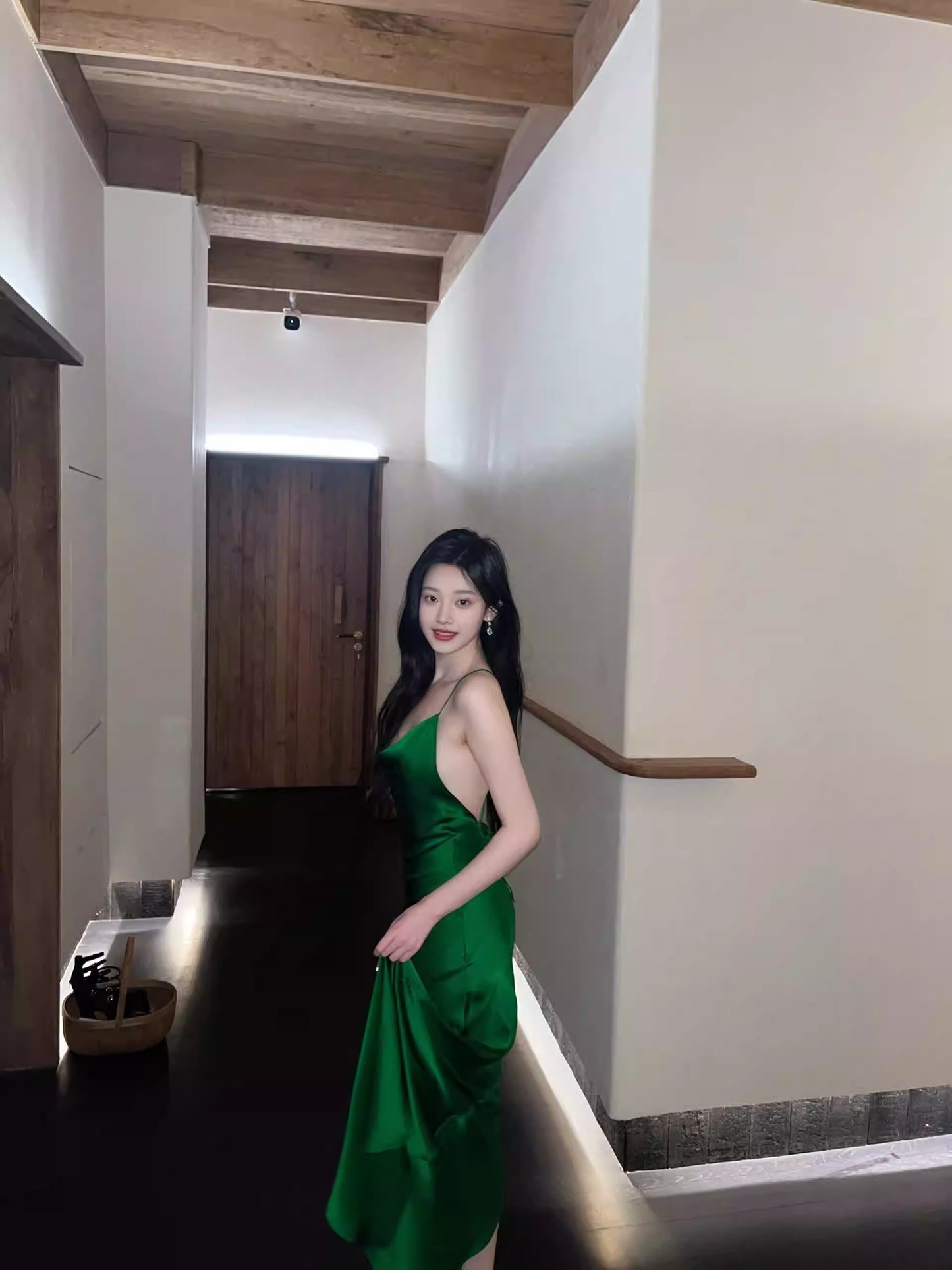 Sexy Sheath Spaghetti Straps Green Backless Satin Long Prom Dresses Party Dress 20th Birthday Outfits Graduation Dresses DH1886