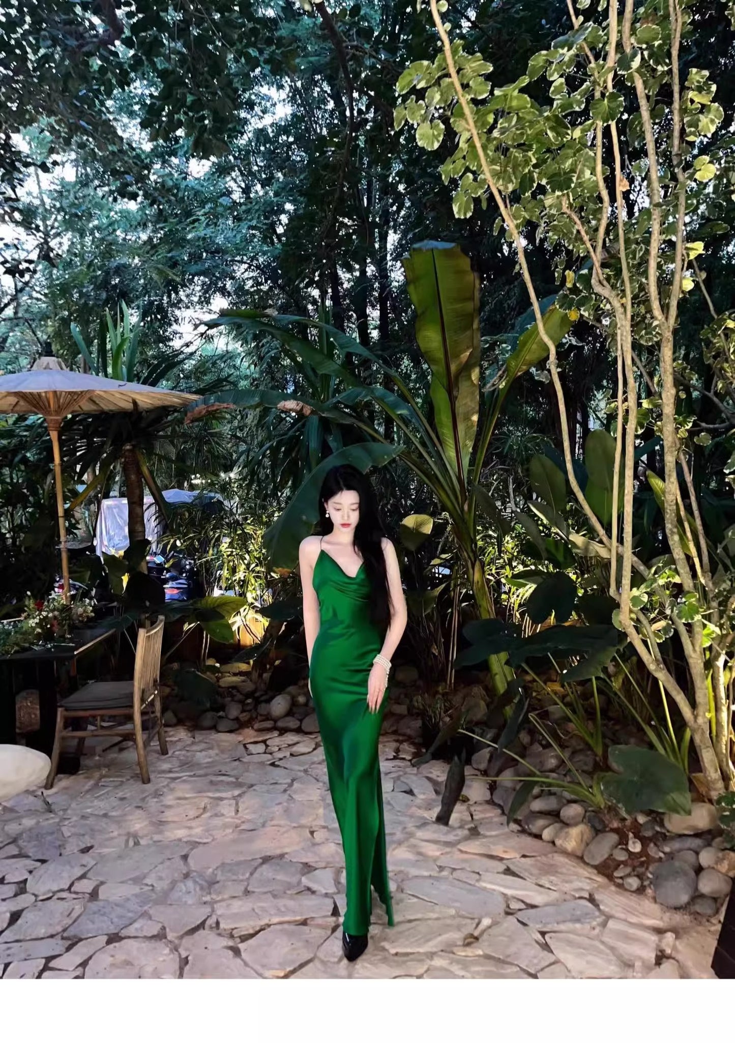 Sexy Sheath Spaghetti Straps Green Backless Satin Long Prom Dresses Party Dress 20th Birthday Outfits Graduation Dresses DH1886