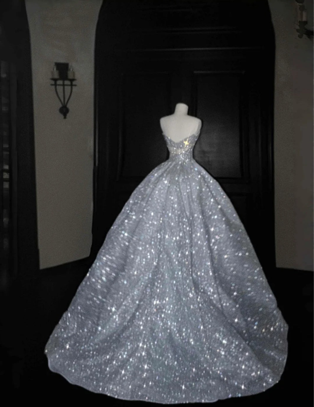 Sexy Mermaid Strapless Silver Gray Sequin Long Prom Dresses Party Dress 20th Birthday Outfits Graduation Dresses DH1896