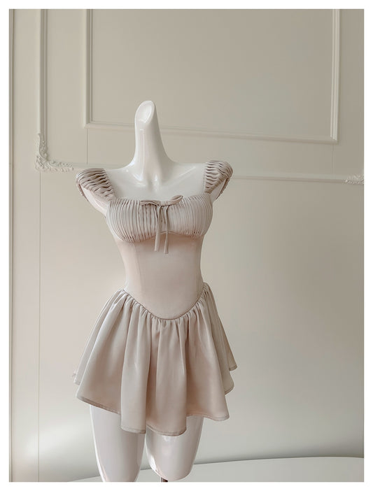Simple A Line Square Champagne Chiffon Short Mini Formal 8th Grade Homecoming Dresses High School Hoco Court Dress Graduation Dress Cocktail Outfits DH1902