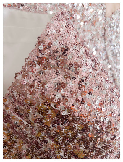 Cute A Line Spaghetti Straps Pink Sequin Grad Dress Inspo Formal 8th Grade Homecoming Dresses High School Hoco Court Dress Short Graduation Dress With Cape DH1909