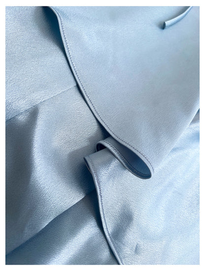 Simple Mermaid Spaghetti Straps Dusty Blue Satin Long Prom Dresses Party Dress 20th Birthday Outfits Graduation Dresses DH1911