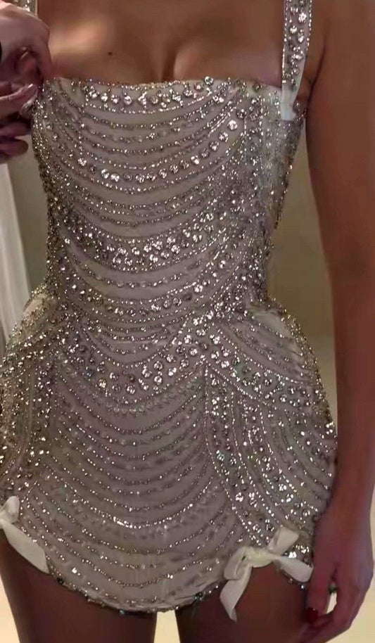 Sexy Sheath Square Champagne Beads Grad Dress Inspo Short Mini Formal 8th Grade Homecoming Dresses High School Hoco Court Dress Graduation Dress Cocktail Dress Birthday Outfits DH1922