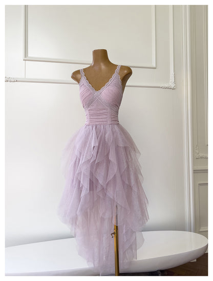 Cute A line Straps Tulle Pink Layers Short Mini Formal 8th Grade Homecoming Dresses Middle School Short Cocktail Dress Hoco Outfits DH1991